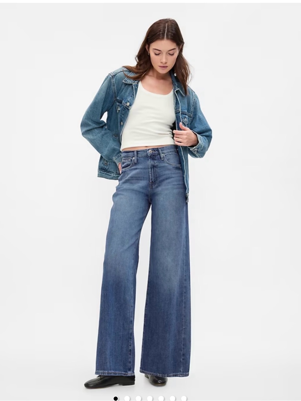 Gap Factory High-Rise Wide-Leg Women's Jeans in Medium Blue Size 8 Long